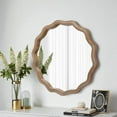thumbnail image 1 of GZXS Wavy Round Wall Mirror, 23.62" Decorative Scalloped Wood Frame Circle Mirror for Bathroom, Living Room, or Entryway - Modern Farmhouse Wall Decor in Antique Natural Finish, 1 of 8
