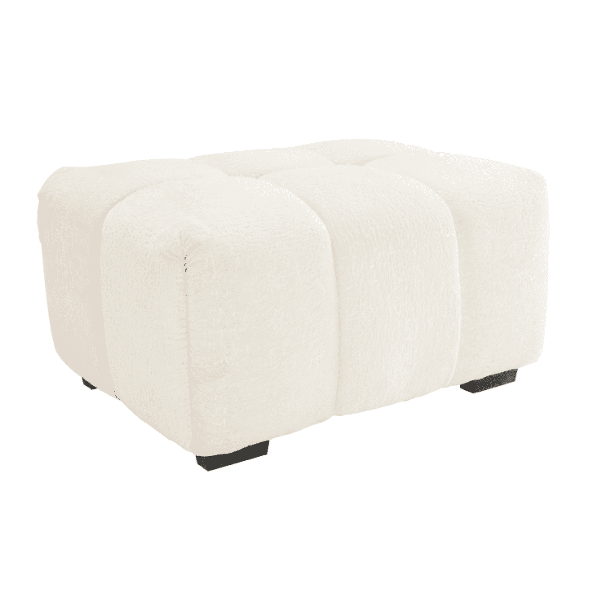 GZXS White Chenille Upholstered Ottoman, Comfortable Footrest Stool for Bedroom, Living Room, or Home - 35.43"L x 27.56"W x 18.11"H