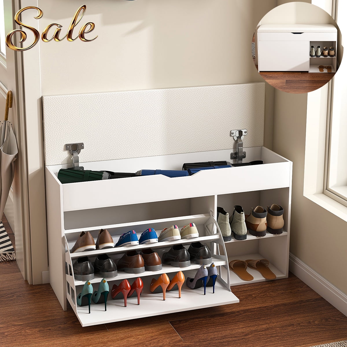 White Shoe Storage Bench