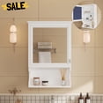 thumbnail image 1 of GZXS White Wall-Mounted Mirror Cabinet, 20" Bathroom Medicine Cabinet with Adjustable Shelf, Open Storage, Soft-Close Hinges, Compact Over-The-Toilet or Vanity Storage, 1 of 7