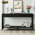 thumbnail image 1 of GZXS Wooden Entryway Console Table with Storage, 3 Fluted Drawers & Bottom Shelf, Modern Accent Sofa Table Behind Couch for Living Room (Black, 60"L x 15.7"W x 31.4"H), 1 of 7