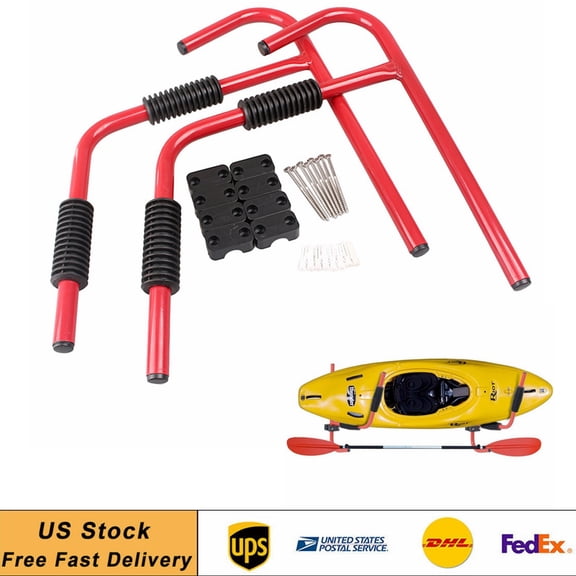 GZYF Pair Kayak Ladder Wall Mount Storage Rack Surfboard Canoe Folding Hanger Red