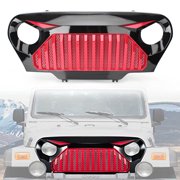 GZYF Red & Black Gladiator Front Grill Grid Grille Cover W/ Mesh for Jeep Wrangler TJ 1997-2006 All Model