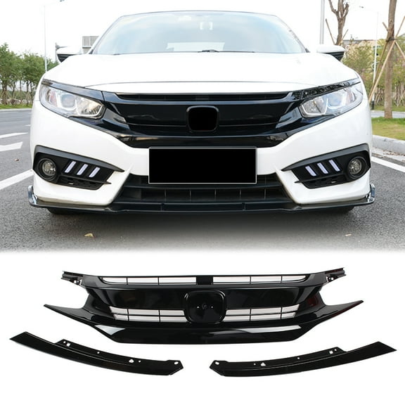 GZYF Upper Front Hood Grill Grille Eyelid For 2016-2018 Honda Civic Coupe Sedan