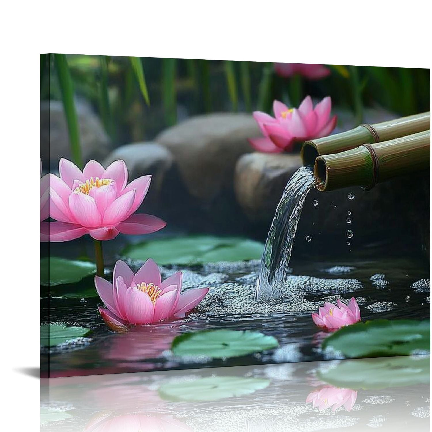 GZYLONG Zen Canvas Wall Art Lotus Flower Picture Prints Pink Water Lily ...