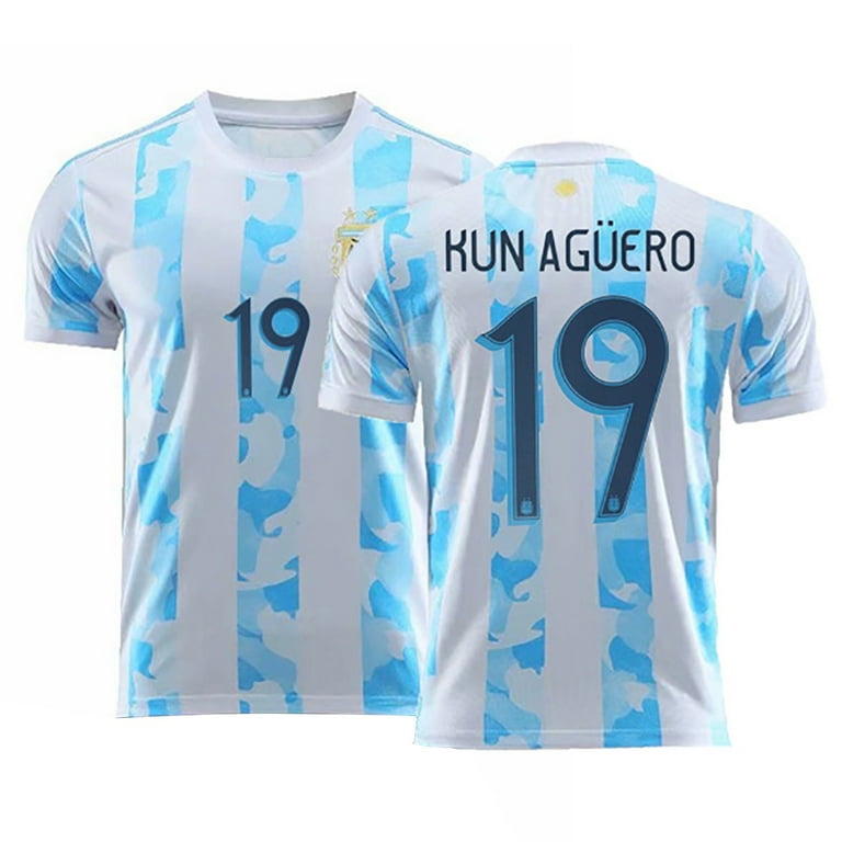 GZYNH 21 22 Argentina Home Game Soccer Jerseys 19 Sergio Aguero Printed Argentina Short Sleeve Soccer Jersey Sports Training Light Blue Argentina Soccer Top for Adults 19 L Walmart