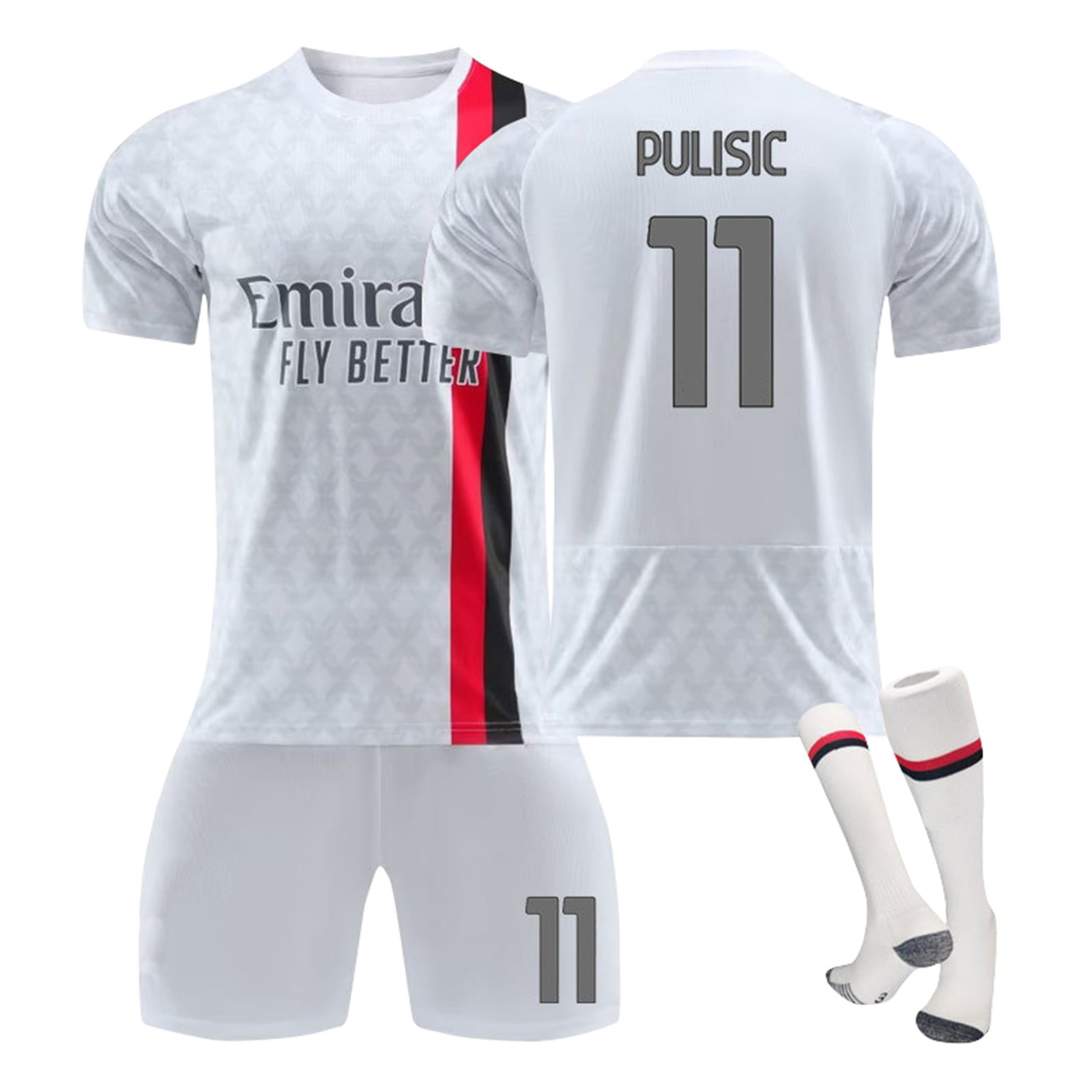 GZYNH 2324 AC Milan Away Jerseys 3 Piece, White 11 Pulisic Print