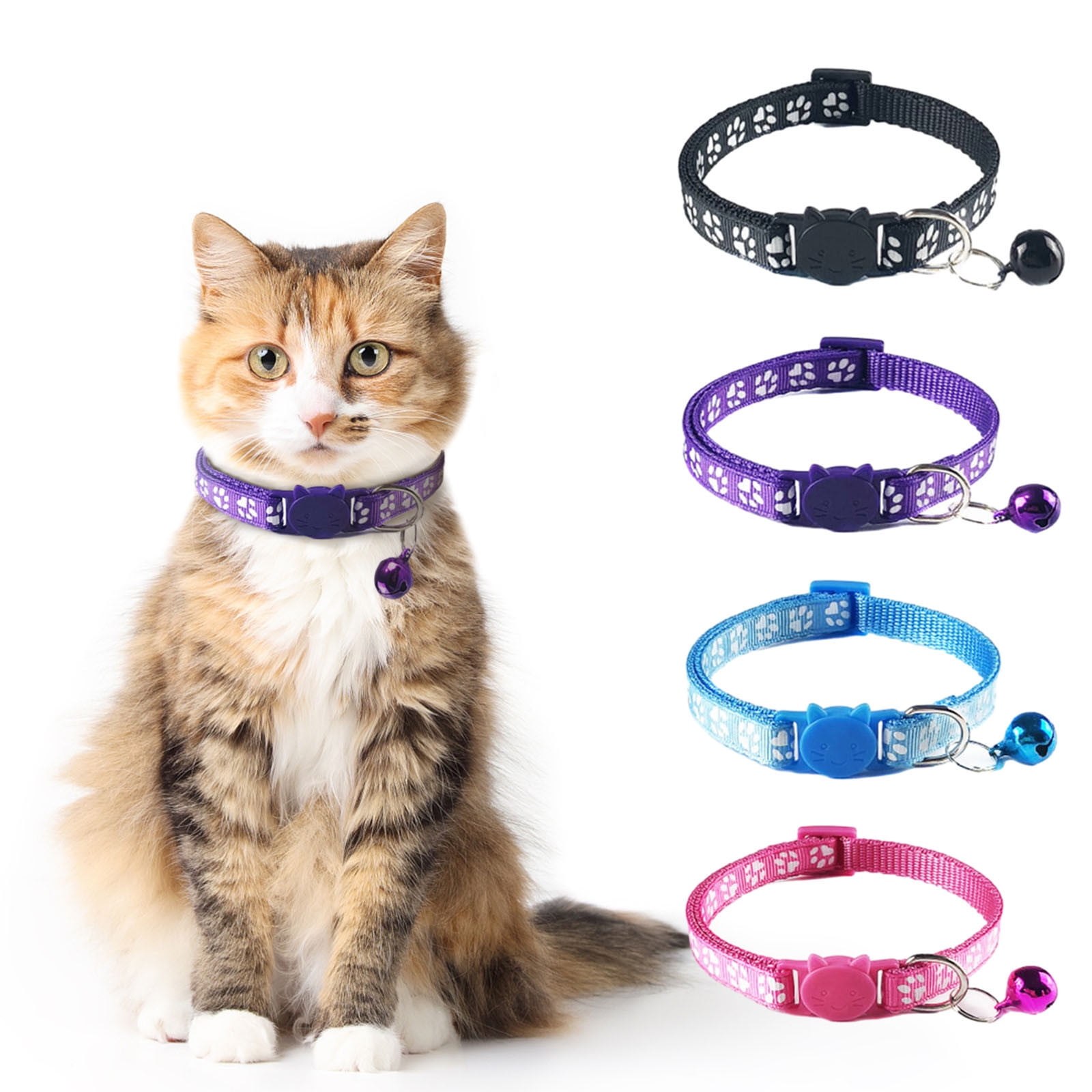 Kitten Collar with Bell 2 Pack Breakaway Cat Collars with Safe Quick Release Buckle Adjustable Soft Pet Collar for Small Medium Kitty Cats Walmart
