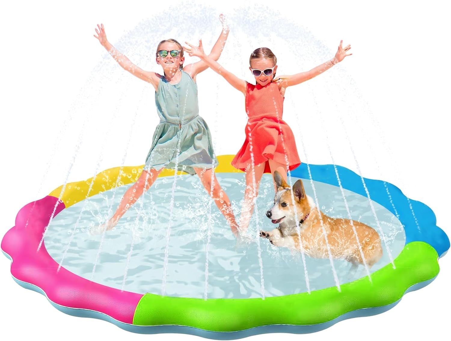 GZYS 67in AntiSlip Splash Pad for Kids Dogs, Thickened Water Sprinkler