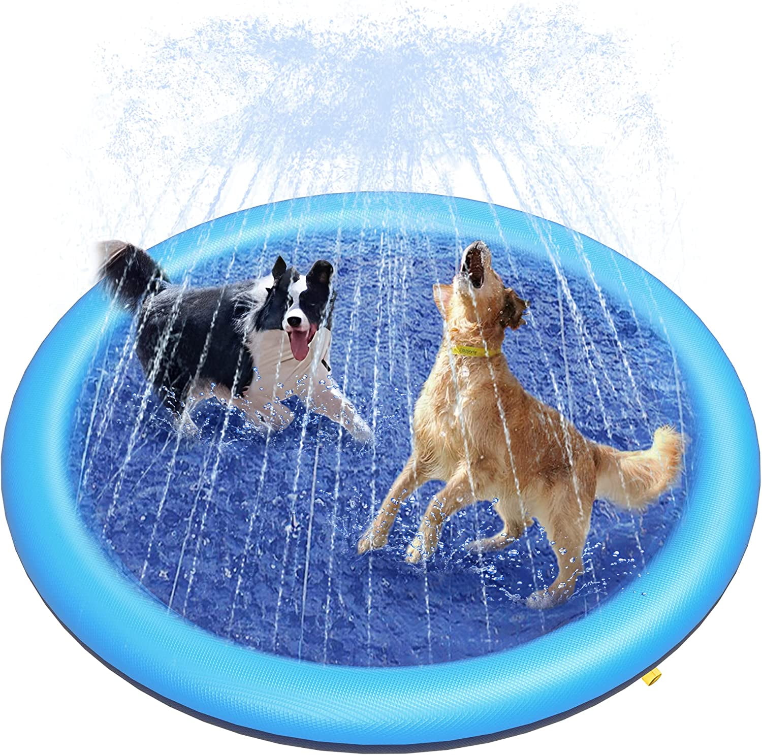 GZYS Dog Splash Pad 59" AntiSlip Dog Pools for Large Dogs BPA Free 0.58mm Thick Dog Sprinkler