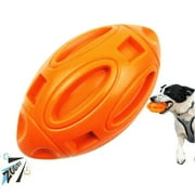 GZYS Rugby Shaped Dog Squeaky Toys for Aggressive Chewers, Rubber Interactive Puppy Chew Rings with Squeaker, Indestructible and Durable Pet Chew Toys Breed Orange