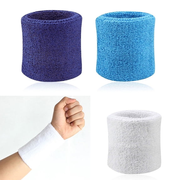 GZZQY 2Pcs Sports Wristband Solid Color Absorbent Wrist Wrap Cotton Breathable Quick Dry Sweatband for Tennis Badminton