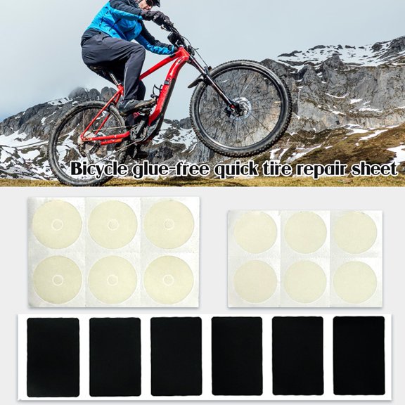 GZZQY 6Pcs/Sheet Bicycle Tire Repair Patch Glue-Free Universal MTB Mountain Road Bike Inner Tube Puncture Repair Adhesive Patch Bike Accessories