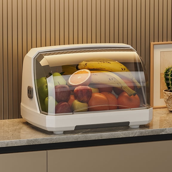 GZZQY Clear Plastic Cup Storage Box Multi-Use Countertop Organizer for Dishes, Fruits, Mugs | Includes Drainage Holes & Removable Dust Cover