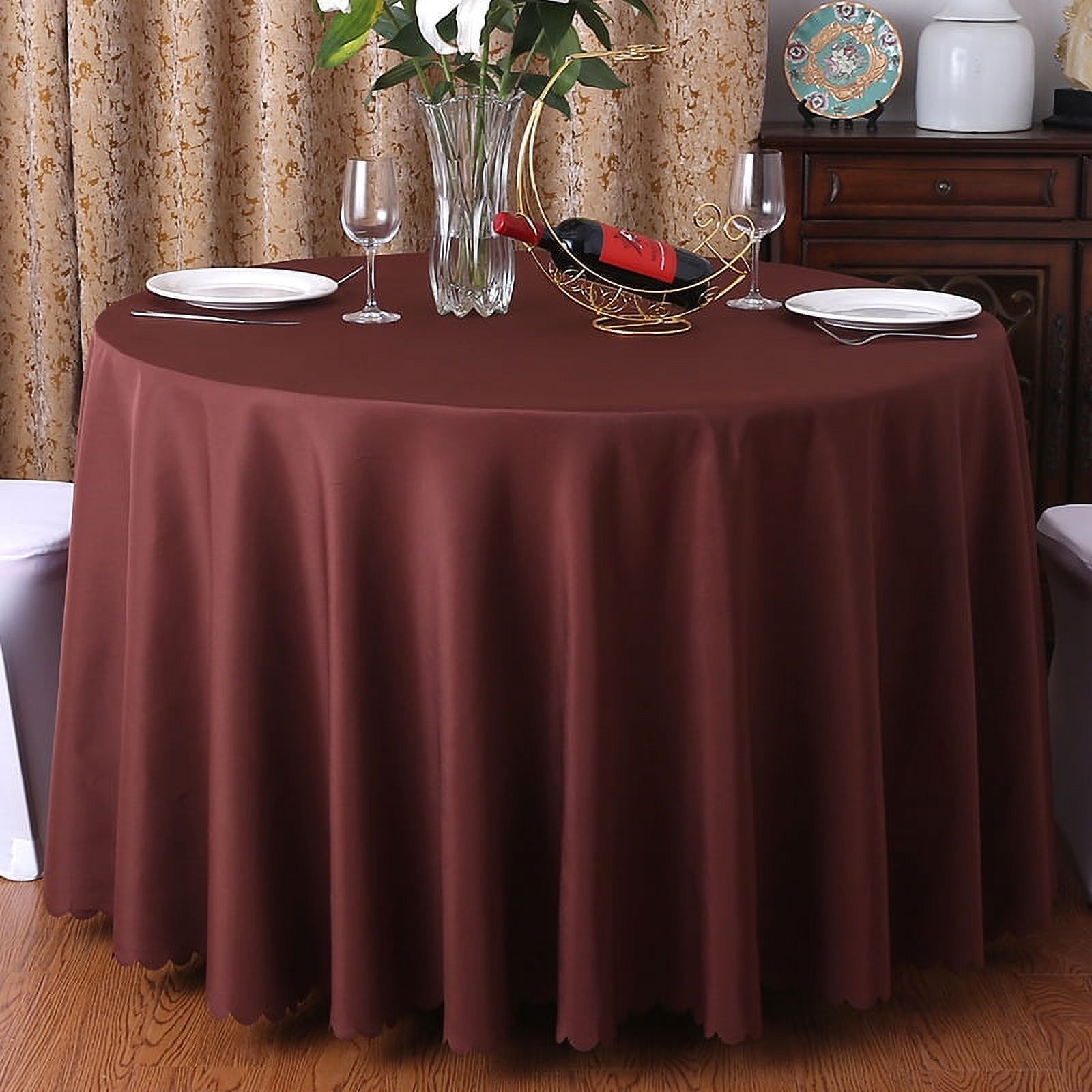 Costway 10-Pack 90-Inch Round Polyester Tablecloths – White, Waterproof For Weddings