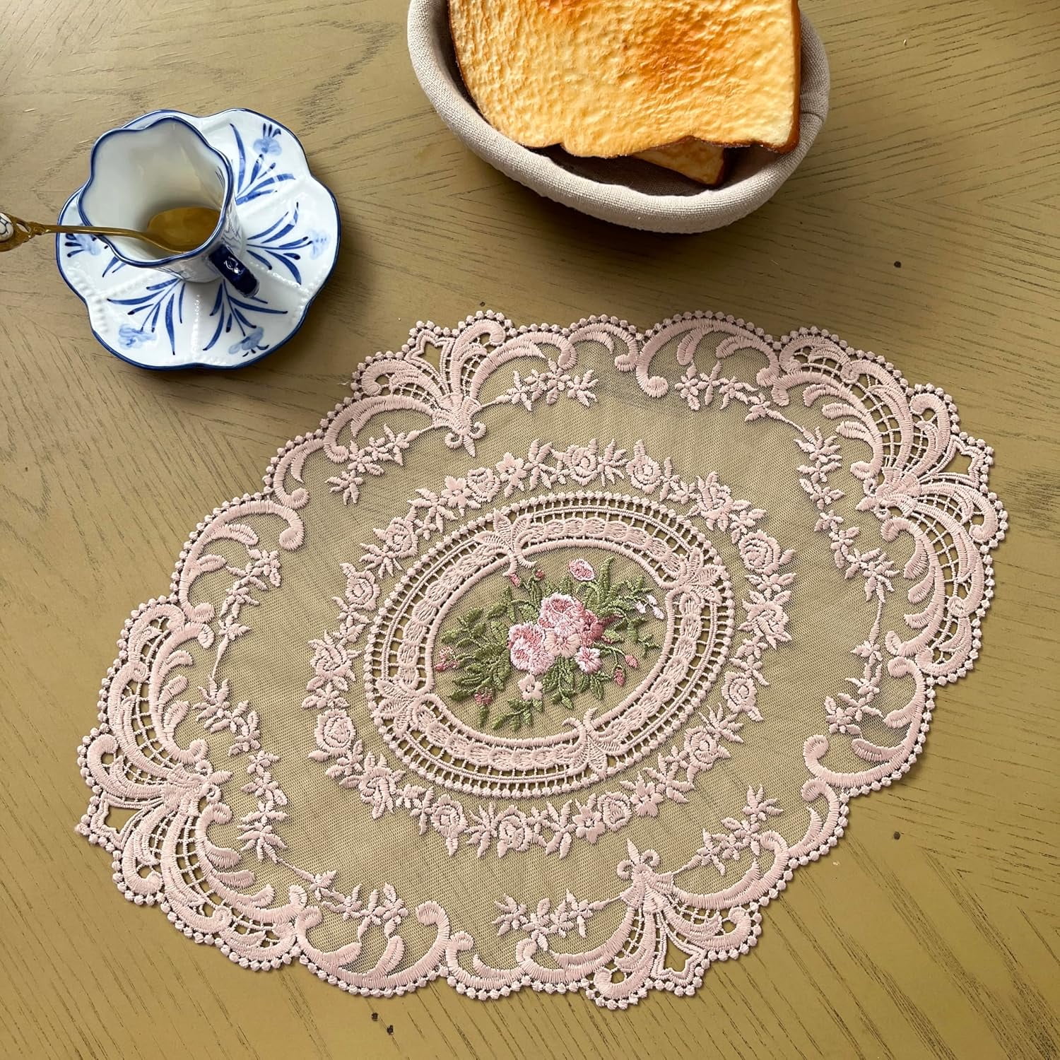 Square Placemat Or Doily In White European Lace And Antique