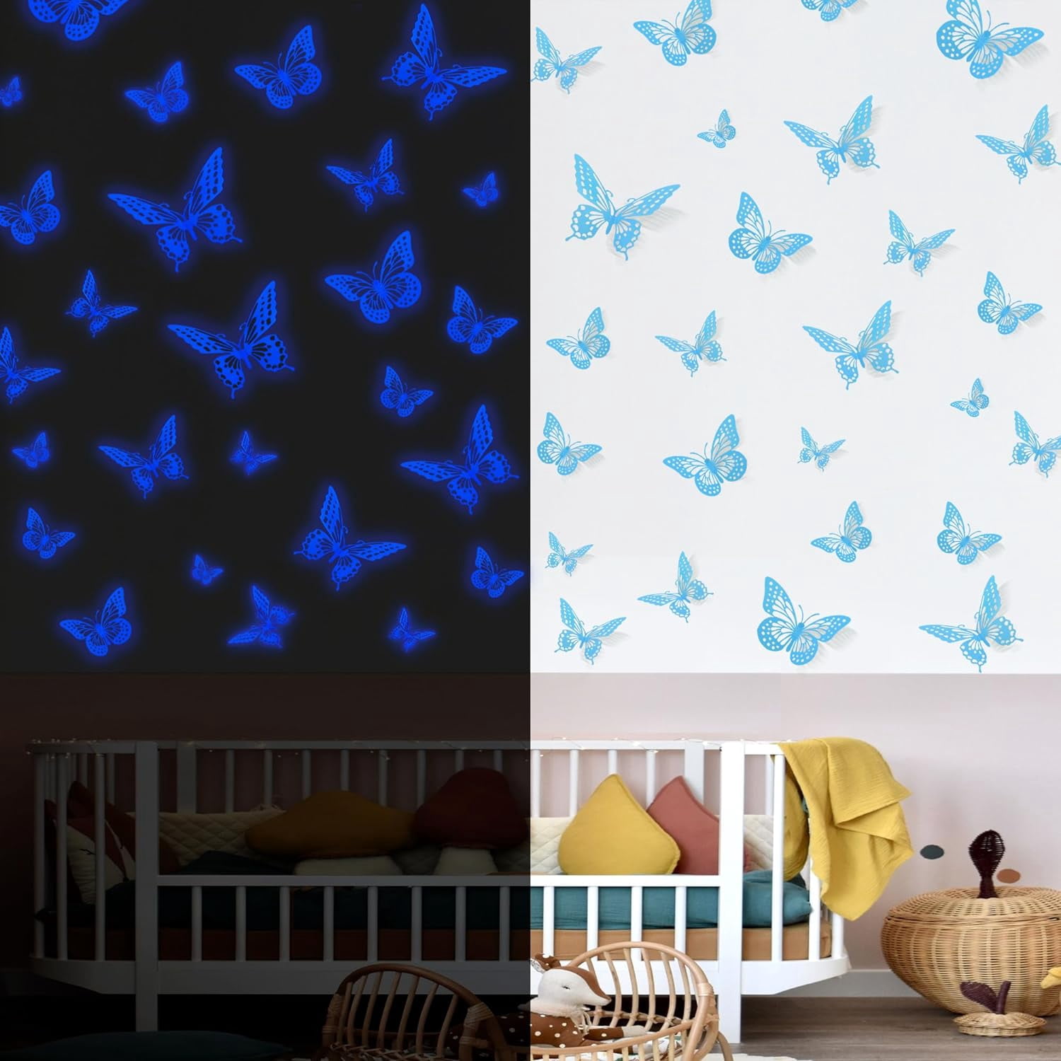 GZhLonKiMa 3D Butterfly Wall Decor - 48 Pcs, 4 Styles, 3 Sizes, Gold ...