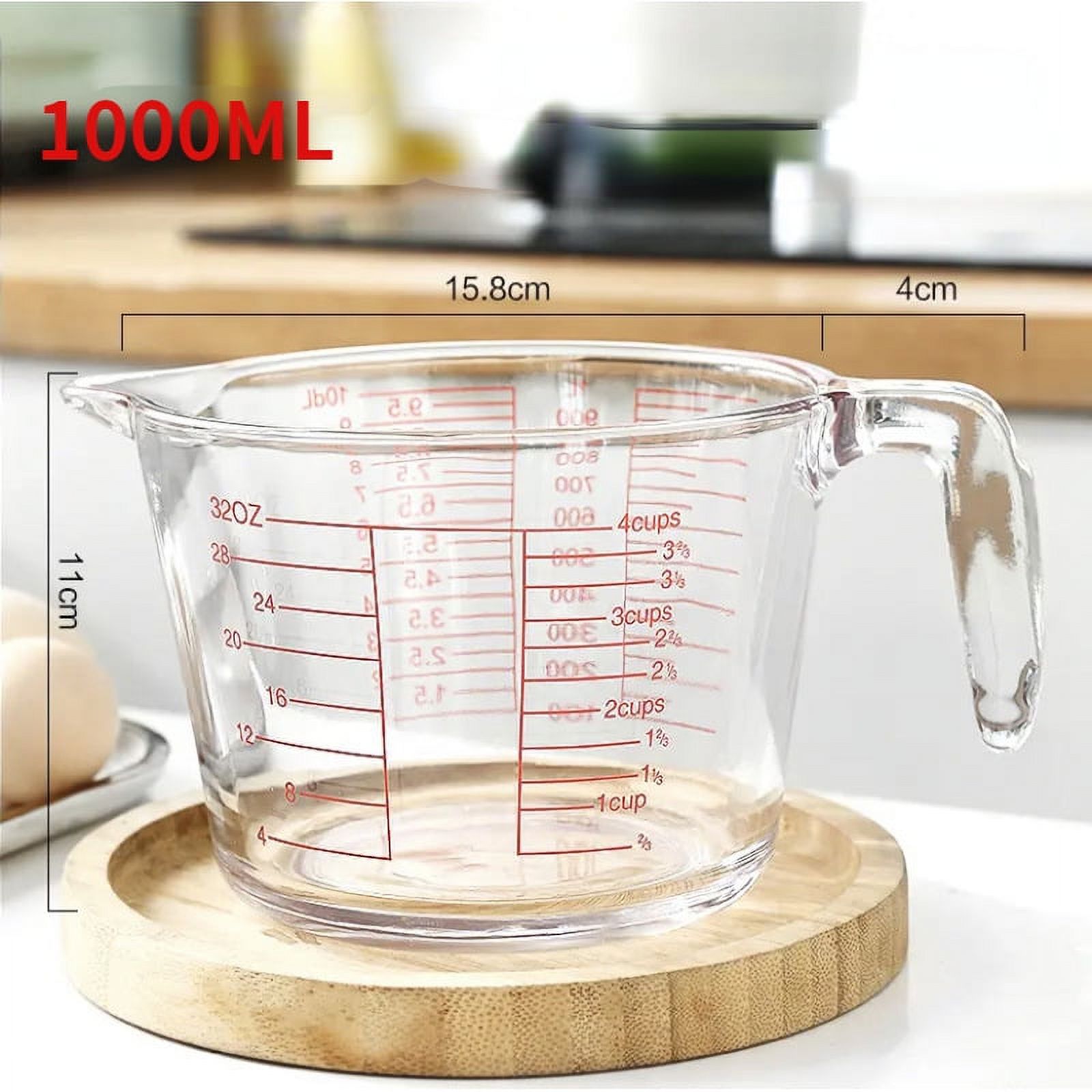 GZhLonKiMa 500/1000ml Measuring Cup Premium Clear Graduated Glass Milk
