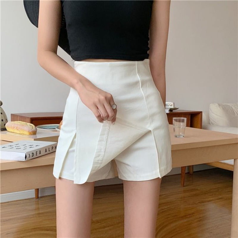 Gzhlonkima A Line Pants Skirt Shorts Skirt Skirts High Waist Solid