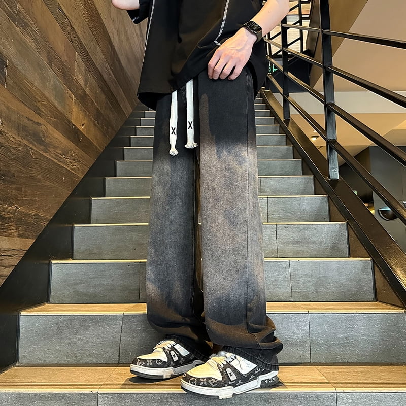 GZhLonKiMa Fashionable New Korean Gradient Color Jeans Men's