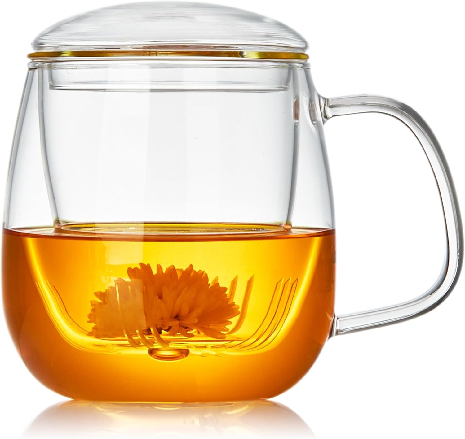 Heat Resistant Glass Tea Cup with Bamboo Lid, 17 fl oz