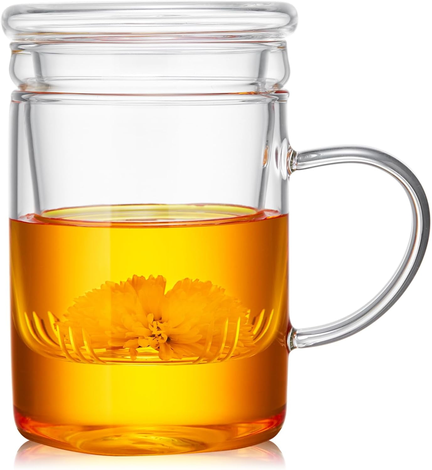Heat Resistant Glass Tea Cup with Bamboo Lid, 17 fl oz