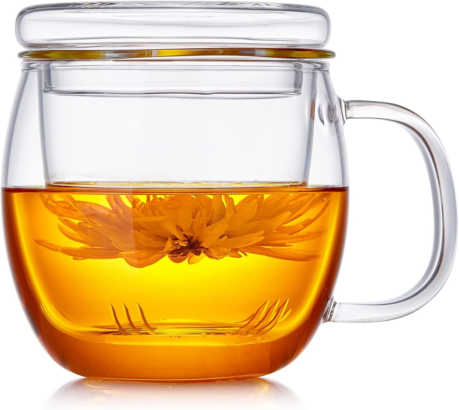 Heat Resistant Glass Tea Cup with Bamboo Lid, 17 fl oz