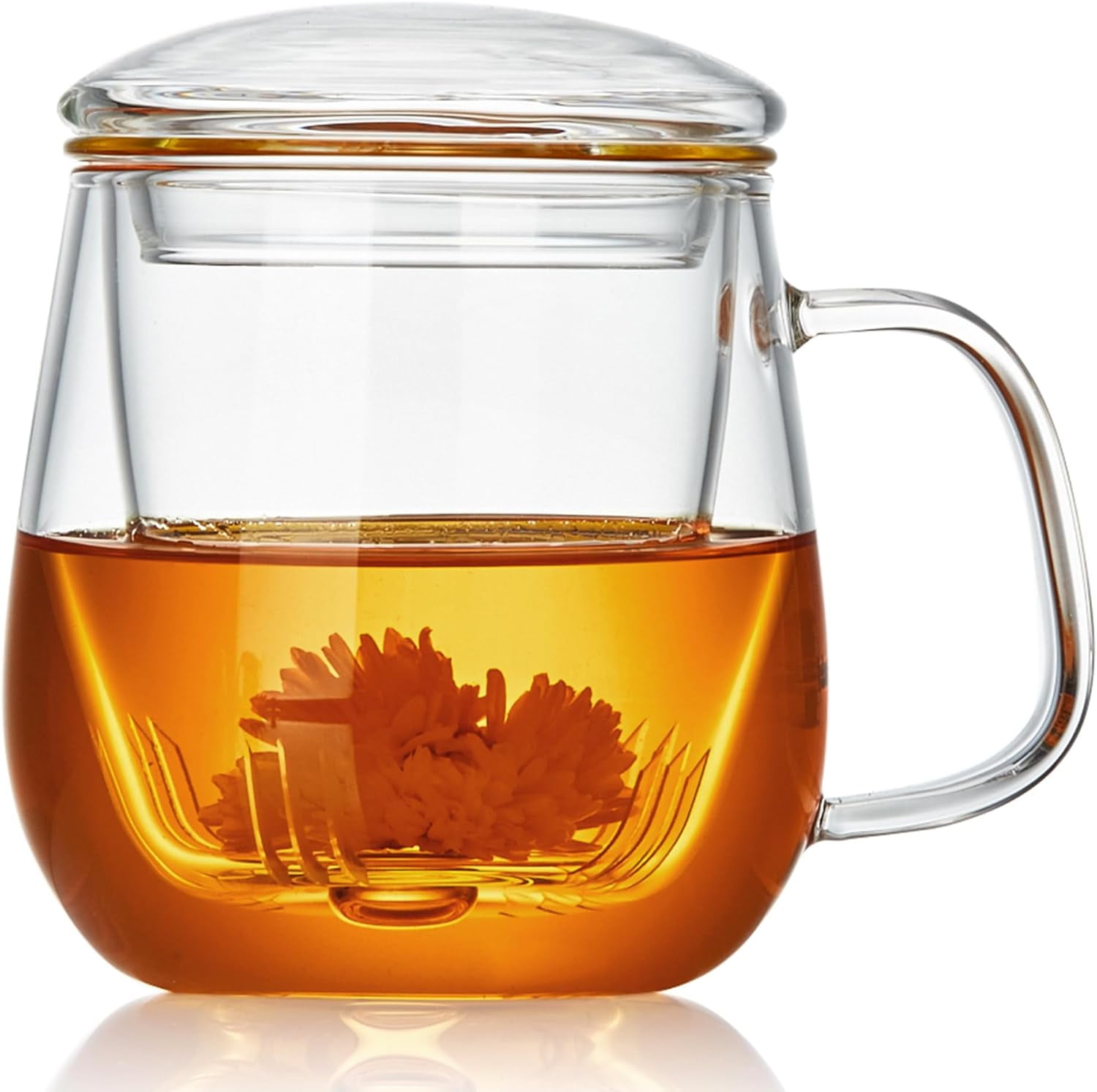 Heat Resistant Glass Tea Cup with Bamboo Lid, 17 fl oz