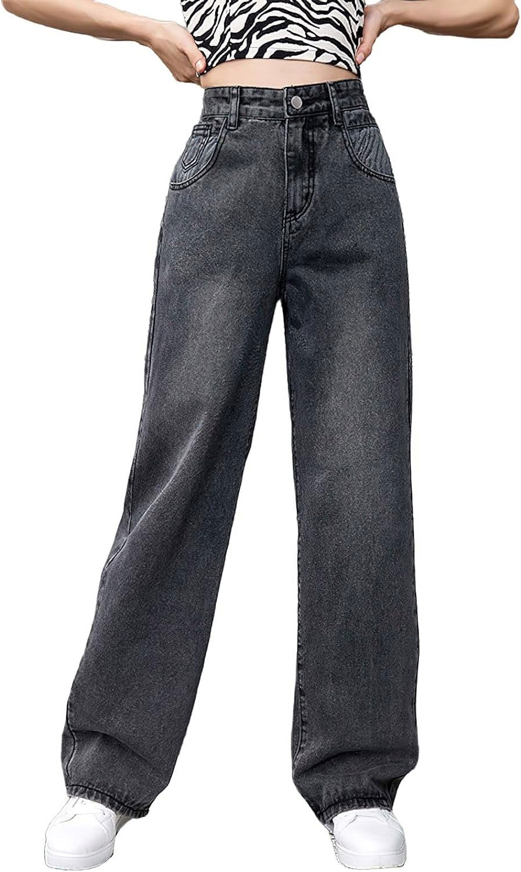 GZhLonKiMa High Waist Baggy Boyfriend Jeans for Women Trendy Straight ...