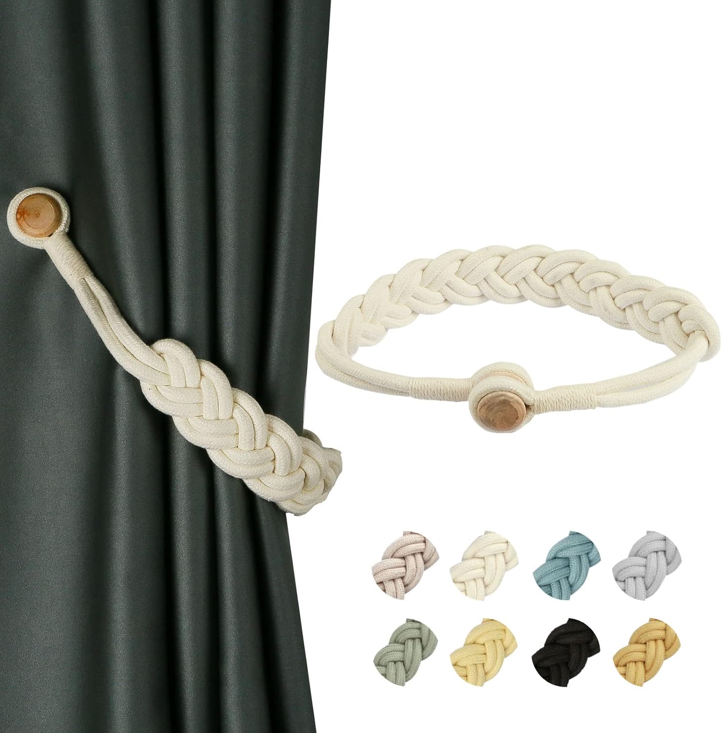 GZhLonKiMa Jute Curtain Tiebacks Magnetic Woven Curtain Holdback ...
