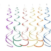 GZhLonKiMa Orange and Royal Blue Foil Swirl Hanging Decoration for Birthday Graduation New Year Party Supplies,Pack of 20