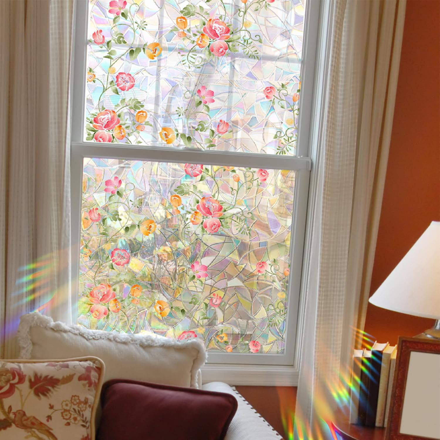 GZhLonKiMa Rainbow Window Privacy Film,Iridescent Window Film,Static ...
