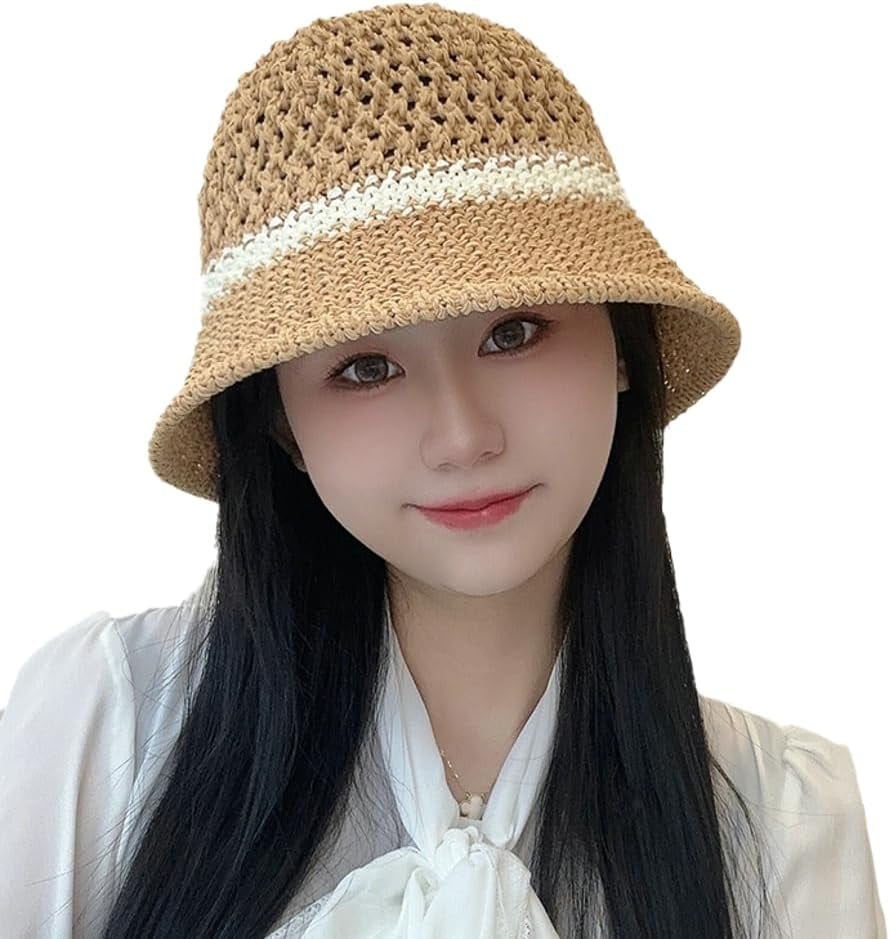 Crochet Hat WIDE BRIM STRAW Hat Foldable UV Protection Cap New