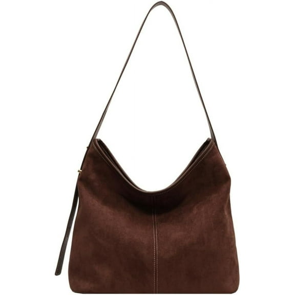 GZhLonKiMa Tote Bag for Women Suede Classic Top-handle Shoulder Bags Slouchy Hobo Crossbody Bag Retro College Work Purse Handbag
