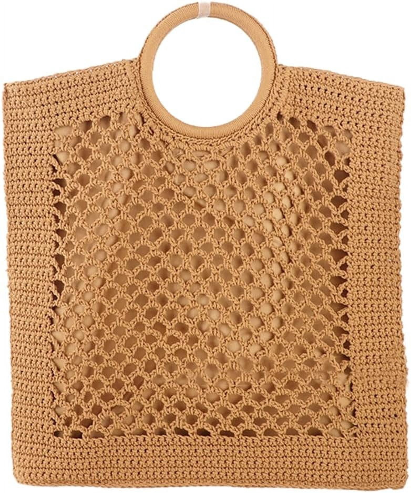 Stizimn Beach Mesh Crochet Tote Bag - Large Aesthetic Shoulder Bag For Women, Boho Hollow Hobo Style