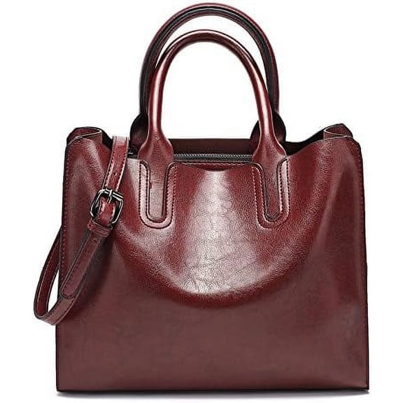 GZhLonKiMa Women Fashion Tote Handbags Lightweight PU Leather Satchel Shoulder Bags Retro Oil Wax Handle Purse