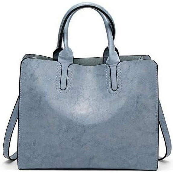 GZhLonKiMa Women Fashion Tote Handbags Lightweight PU Leather Satchel Shoulder Bags Retro Oil Wax Handle Purse