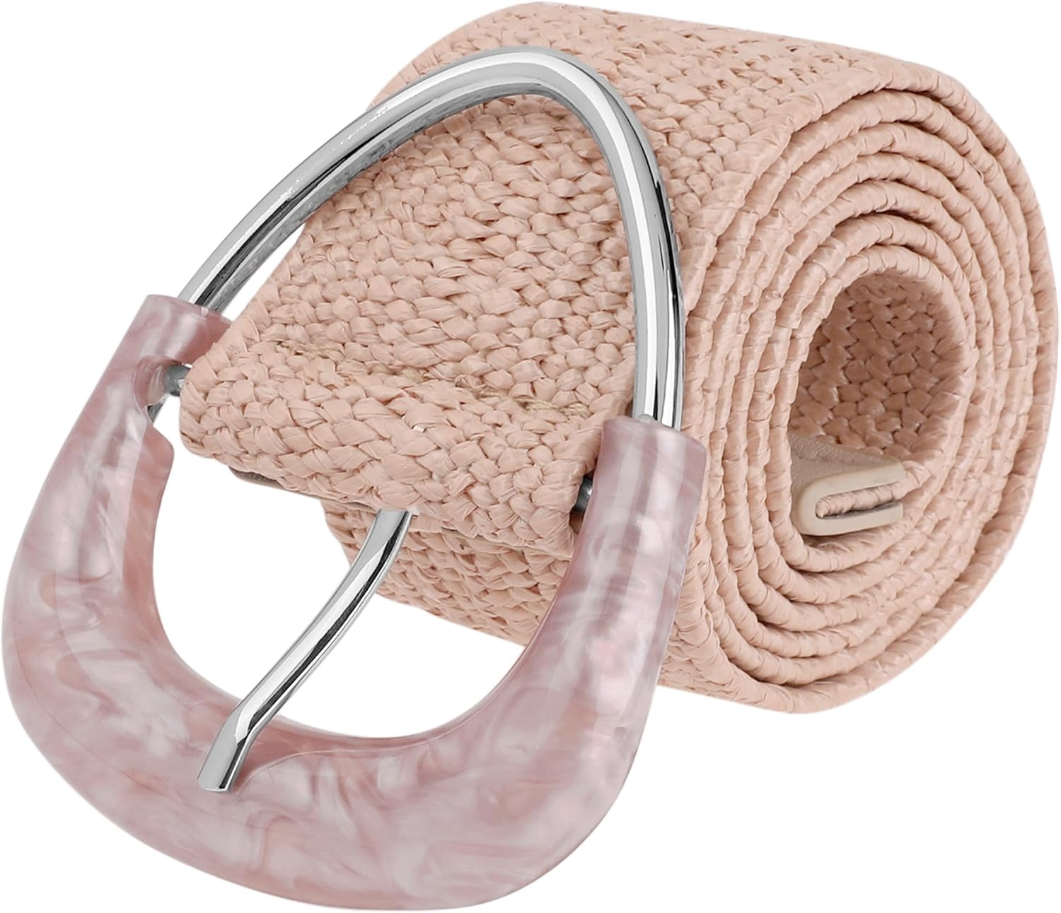 GZhLonKiMa Women Woven Wide Stretch Belts, Straw Rattan Triangle Buckle ...