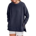 thumbnail image 1 of GZhLonKiMa Womens Crew Neck Sweatshirts Long Sleeve Side Zipper Pullover Ribbed Fall Sweathshirts for Women Trendy, 1 of 3