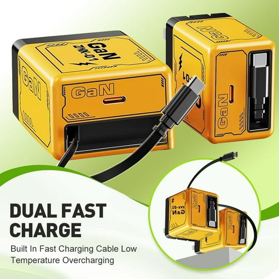 GaN Charger Scalable 120W Max Fast Charger Module With Type C & USB Ports 2 In 1 orange