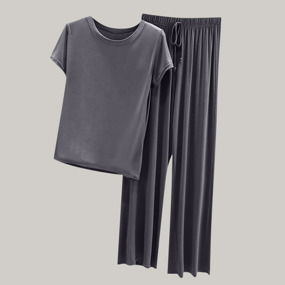 LEBONYARD Shorts for Women Plus Size,Women Summer Two Piece Suit Pajamas Ribs without Marks Short Sleeved Round Neck Top/Shirt Set Oversized Home Clothing Oversized Pajamas