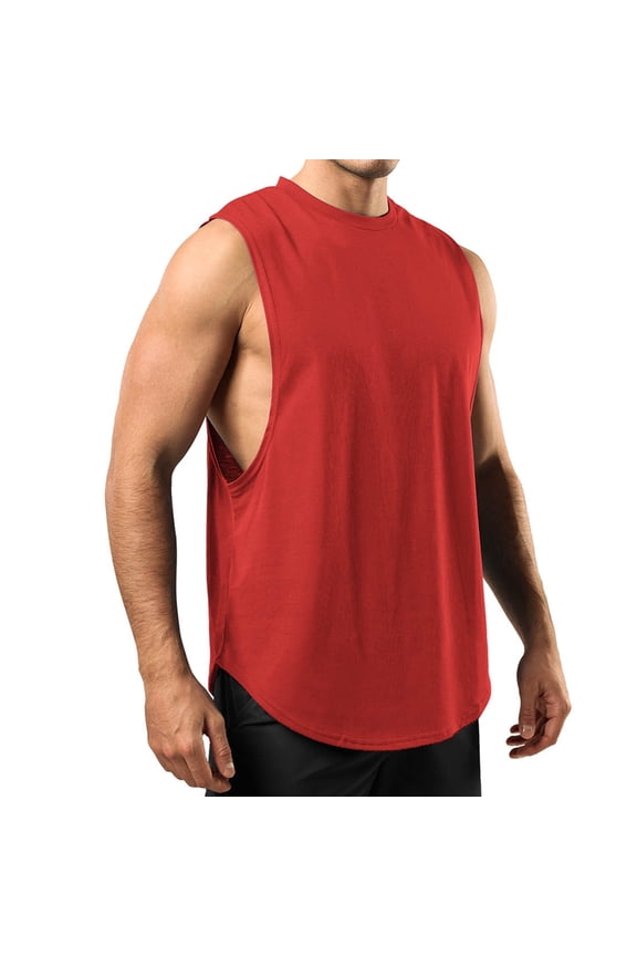 Black*Friday Discounted Items under $5 GaThRRgYP Off the Shoulder Tops for Men,Mens Tank Tops Casual Sleeveless Tops,Men's Summer Casual Fashion Sports Solid Vest Sleeveless Round-Neck Tank Top