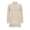 thumbnail image 1 of GaThRRgYP Autumn Winter Turtleneck Chic,Fashion Women's Solid Color Long Sleeved High Neck Tassel Fall Sweater Dress Beige L, 1 of 3