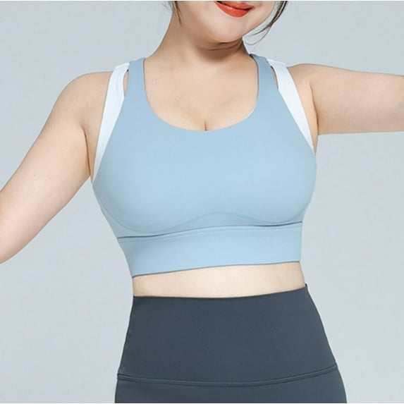 GaThRRgYP Bras for Women GaThRRgYP Women's Color Fake Two-piece Sports Underwear Shockproof High-strength Bra Fixed Large Chest Pad Close Pair Milk Yoga Vest