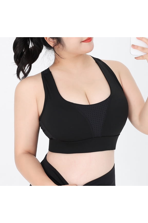 Bras for Women GaThRRgYP Women's Plus Size Mesh Stitching Sports Underwear High Strength Fitness Vest Latex Bra Pad Yoga Clothes