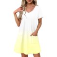 thumbnail image 1 of GaThRRgYP Breathable Cotton Short Sleeve Round Neck Dress-Casual Chic,Women's Fashion Summer Gradient Short-sleeved V-neck Casual Dress Yellow M, 1 of 8