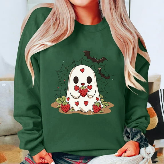 Black*Friday Discounted Items under $5 GaThRRgYP Breathable Round Neck Long Sleeve Shirt Women,Women's Fashion Long Sleeve Round Neck T-Shirt Printing Loose Blouse Hoodless Sweatshirts Army Green XXL