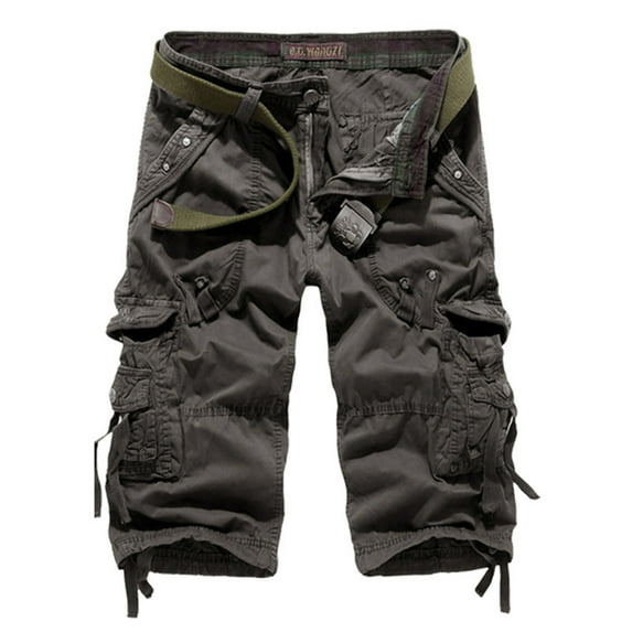 GaThRRgYP Cargo Shorts for Men,Men's Casual Pure Color Outdoors Pocket Beach Work Trouser Cargo Shorts Pant