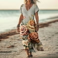thumbnail image 1 of GaThRRgYP Casual Comfort Dress Women Everyday,Women's Fashionable Printed Short Sleeved V-neck Dress Long Skirt Multicolor XL, 1 of 5