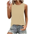 thumbnail image 1 of GaThRRgYP Chic Women's Sleeveless Blouse,Women's Fashion Solid Round Neck Short Sleeves Casual T-Shirt Top Beige S, 1 of 8
